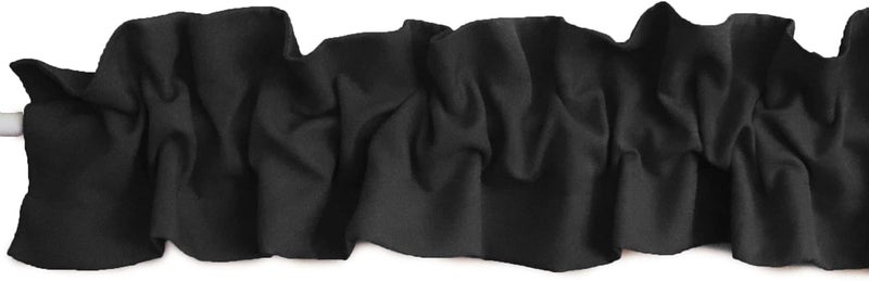 Zen Creative Designs Solid Poplin Sleeve Topper Window Valance Top Bottom Ruffle Home Décor Bedroom Nursery Kitchen Window (58" Wide x 5" Tall, Black) - Image 1